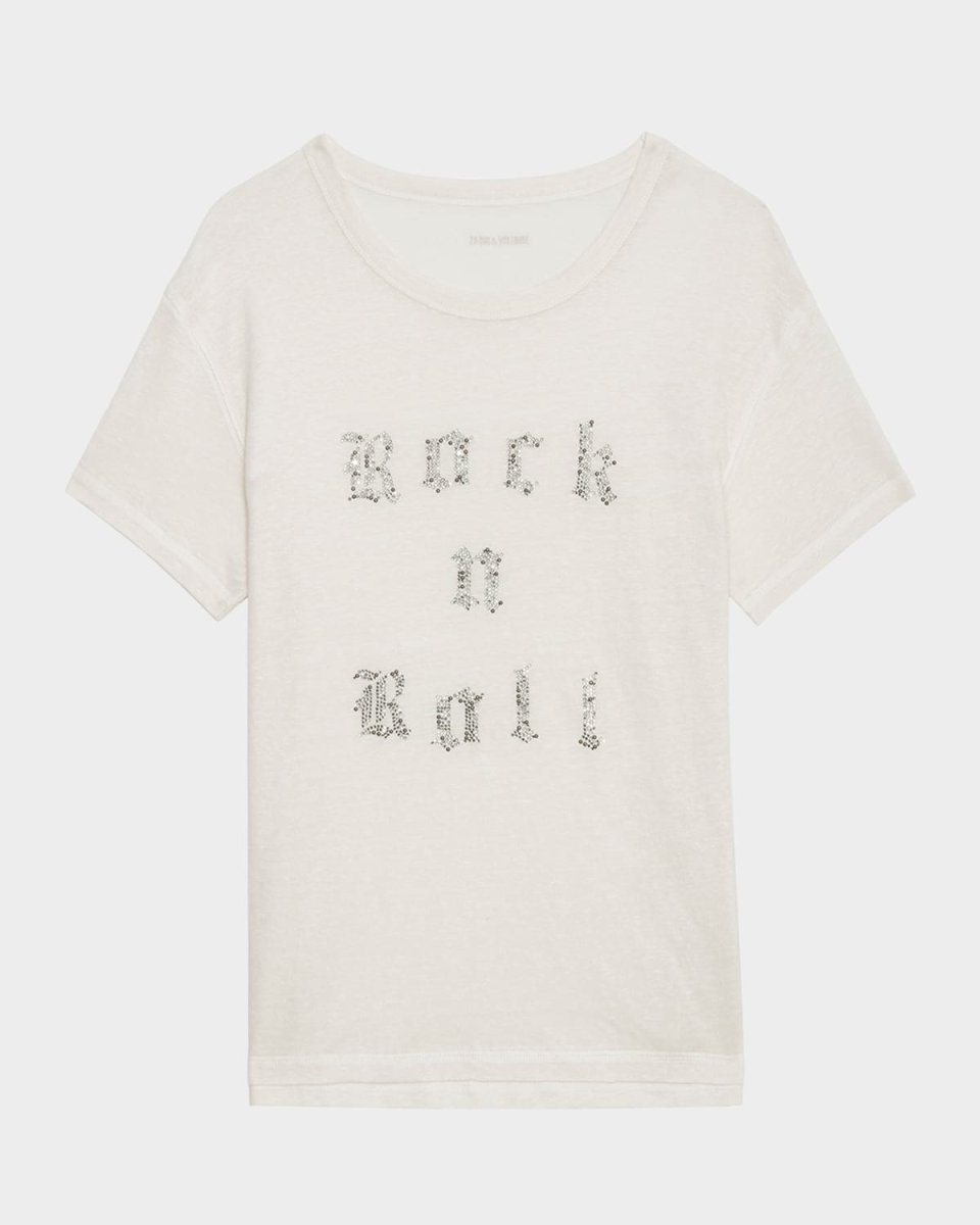 Marta Embellished Linen T-Shirt